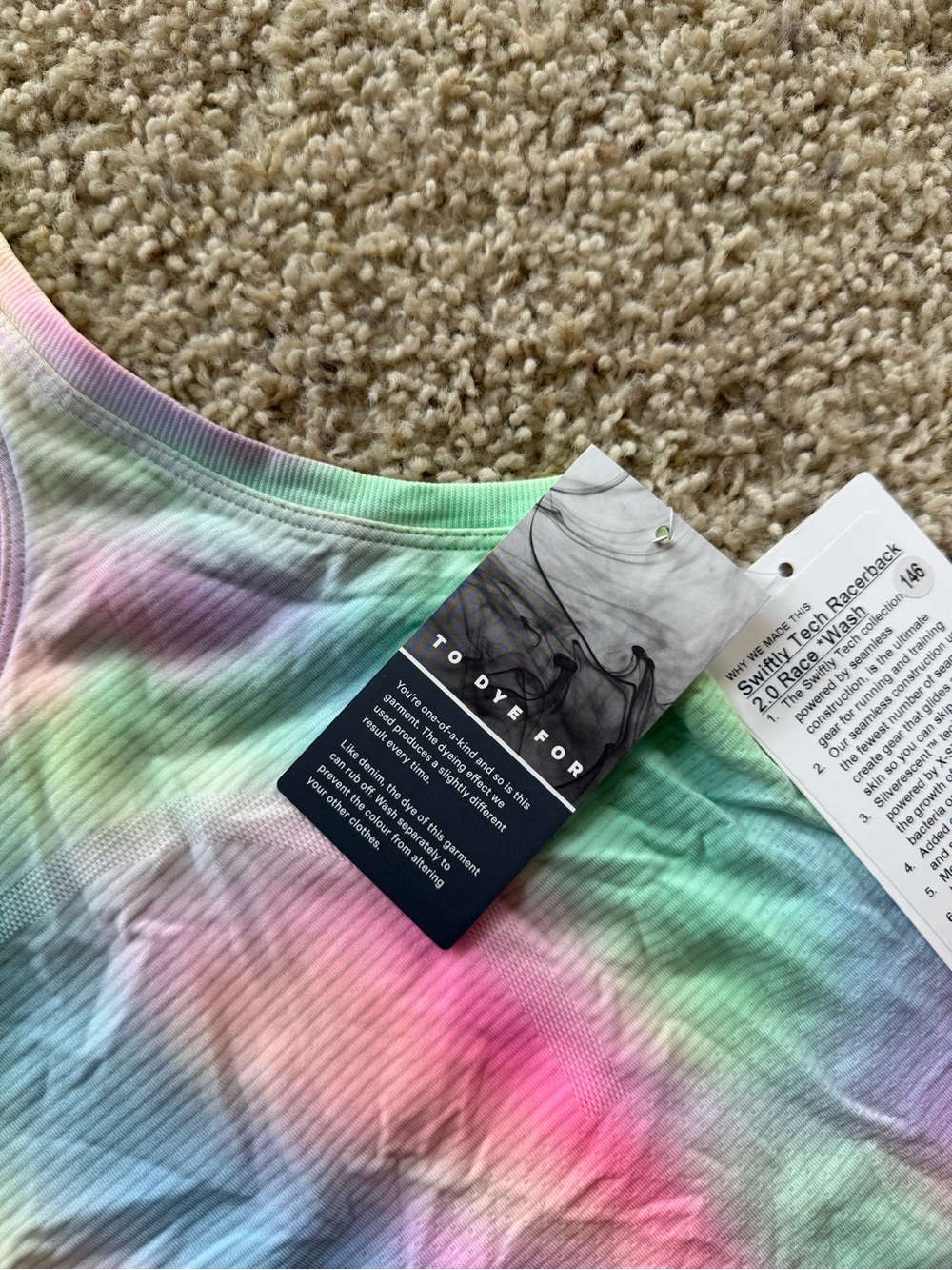 NEW Lululemon Rare Psychedelic Tie Dye Swiftly Tech Racerback 2.0 Tank Crop 6 - Picture 2 of 5